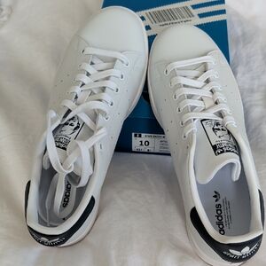 adidas White Sneakers with Navy Heel Tab